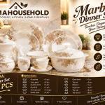 Marble Dinner Set 72 Pieces Elegant Complete Crockery Set for Home & Dining