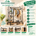 Multi-Functional Double Clothes Rack with Shelves by MA Household