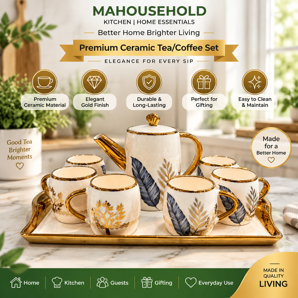 3bc07c23-f5e9-4349-8919-fb89b8e808a3 Premium Ceramic Tea Set with Gold Finish - Image 1
