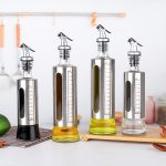 MA HOUSEHOLD Premium Glass & Steel Oil Dispenser Bottle Leak Proof Olive Oil