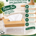 Bamboo & Transparent Tissue Box Stylish Tissue Holder MA Household