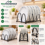 Black Iron Plate Rack for Kitchen Storage by MA Household