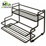 Two Tier Spice Rack Black Iron Kitchen Storage by MA household