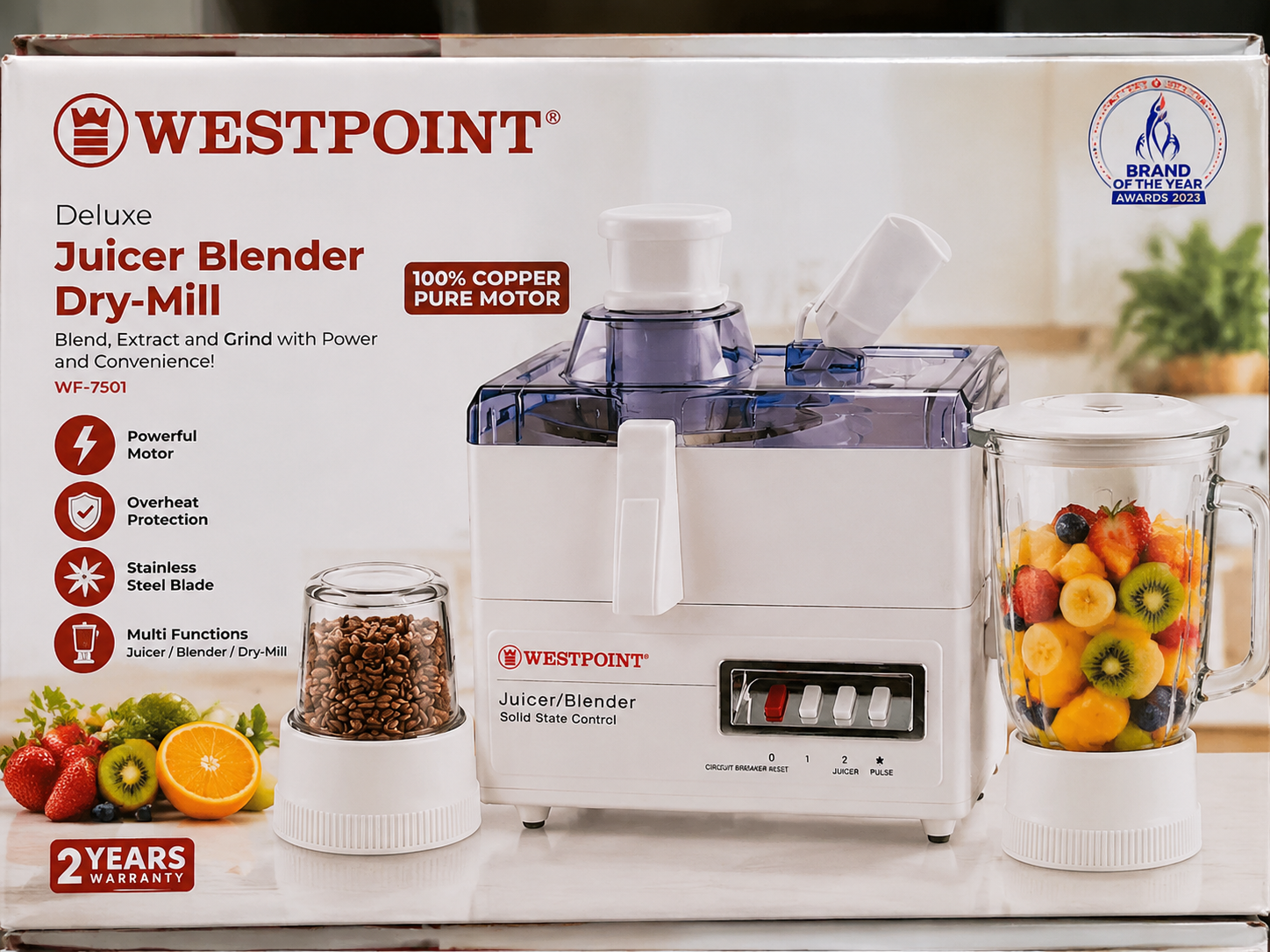 11b2da50-f58b-4887-9dbb-29454e6fb1e1 Westpoint WF-7501 Deluxe Juicer Blender with Dry Mill Solid State Control - Image 1